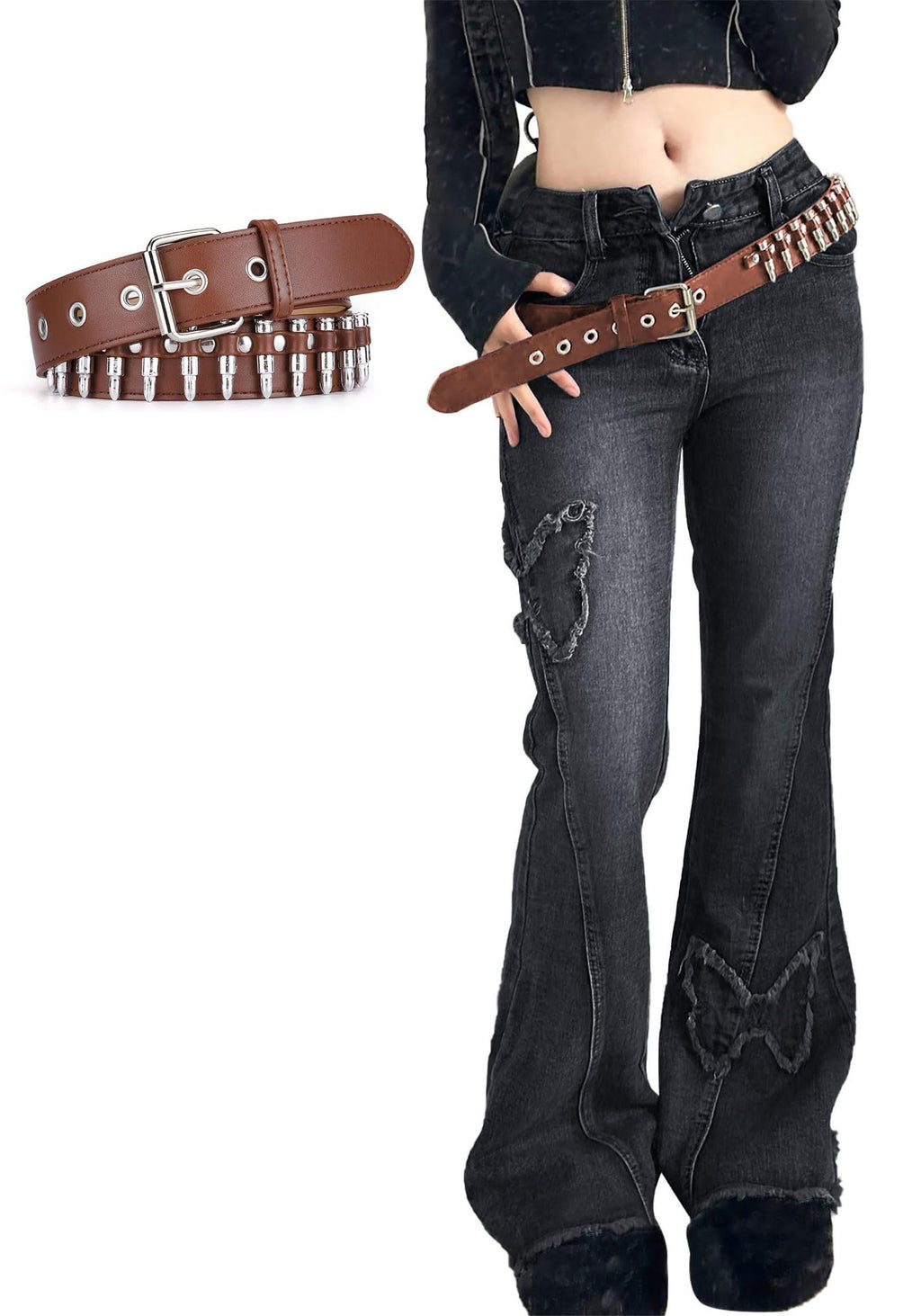 ZUNQKG Womens Y2k Baggy Flare Jeans