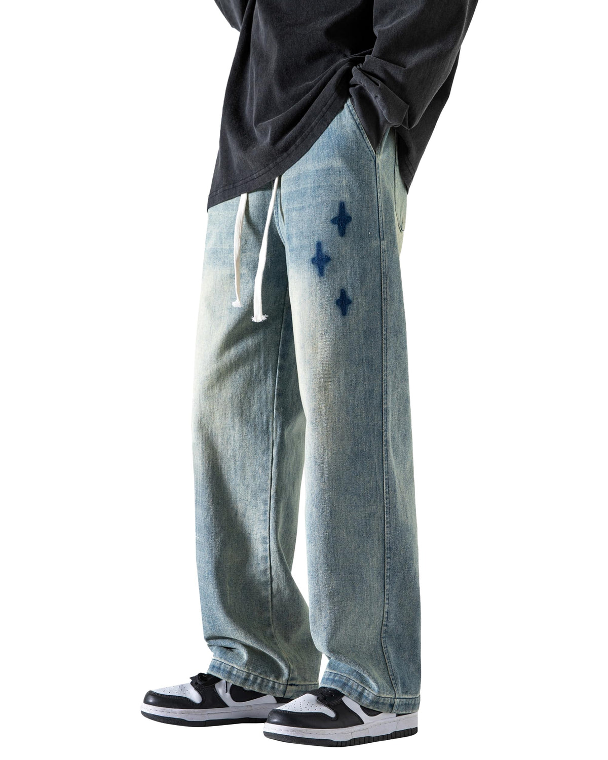 PRIJOUHE Mens Wide Leg Jeans