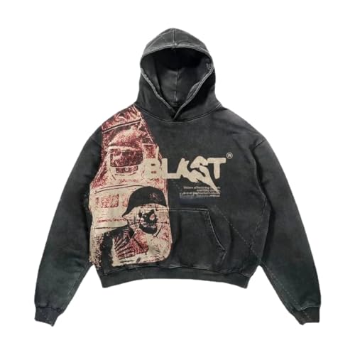 Y2K Hoodie Gothic Casual Alphabet Blast Print Pattern Skull Fashion Hoodie