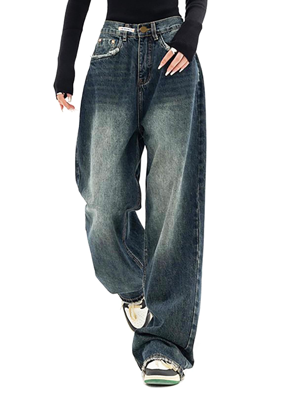 DUKBUBI High Waist Baggy Jeans for Women