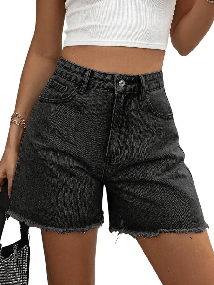 MakeMeChic Womens High Waist Jean Shorts