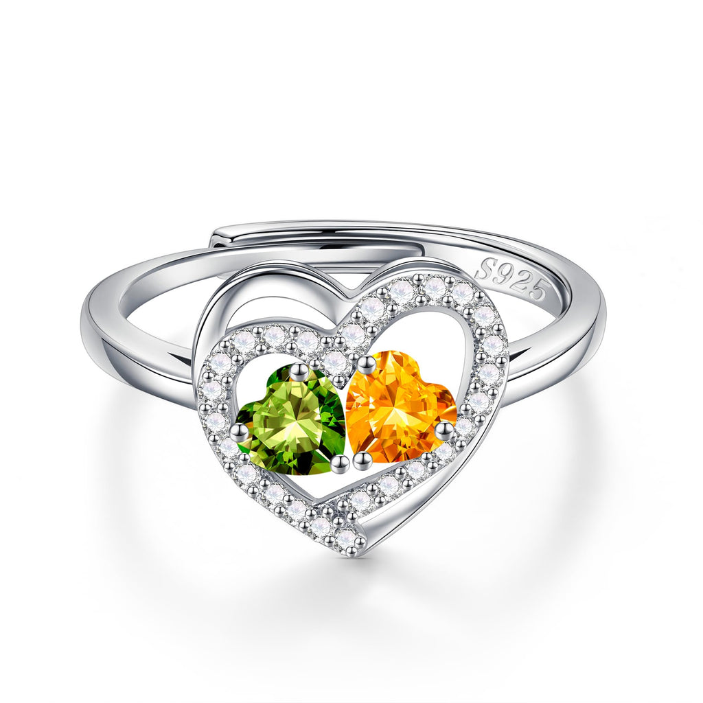 Iefil August November Birthstone Rings Peridot Citrine Jewelry