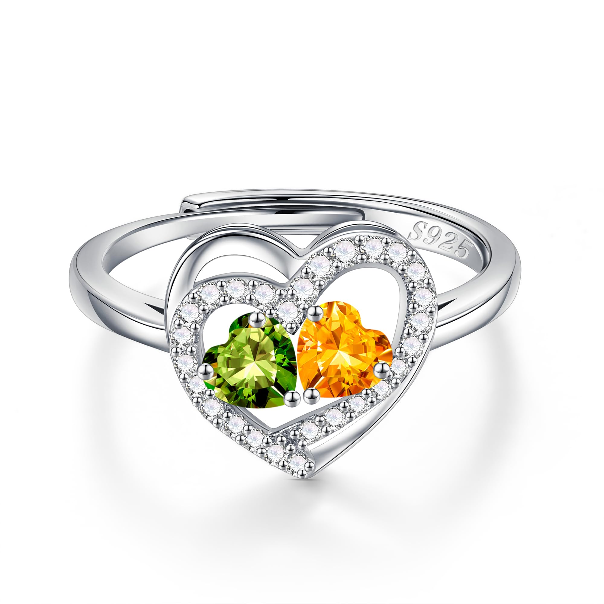 Iefil August November Birthstone Rings Peridot Citrine Jewelry